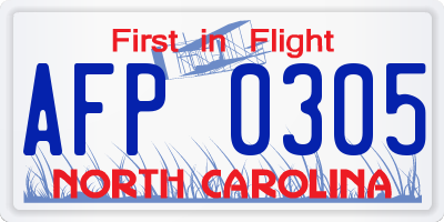 NC license plate AFP0305
