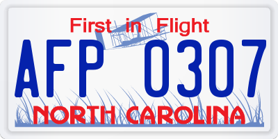 NC license plate AFP0307