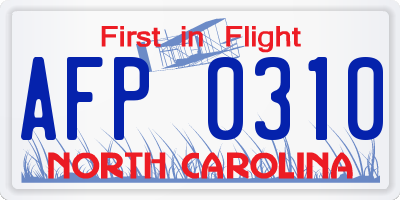NC license plate AFP0310