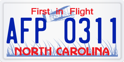 NC license plate AFP0311