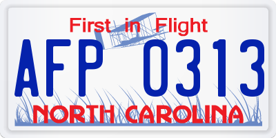 NC license plate AFP0313