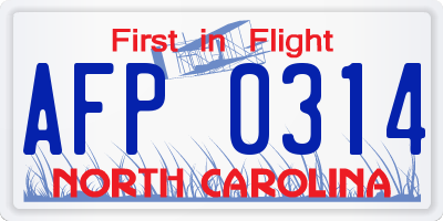 NC license plate AFP0314