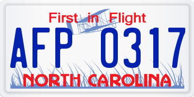 NC license plate AFP0317