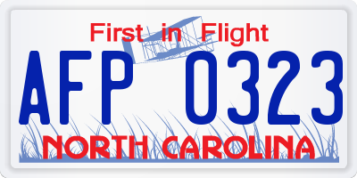 NC license plate AFP0323