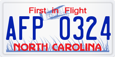 NC license plate AFP0324