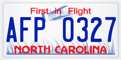 NC license plate AFP0327