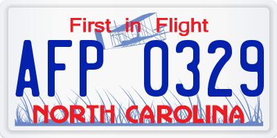 NC license plate AFP0329