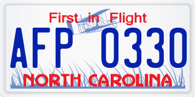 NC license plate AFP0330