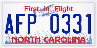 NC license plate AFP0331