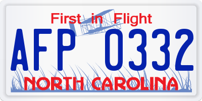 NC license plate AFP0332