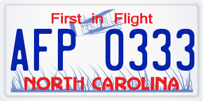 NC license plate AFP0333