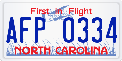 NC license plate AFP0334