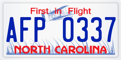 NC license plate AFP0337