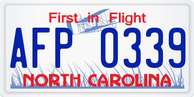 NC license plate AFP0339