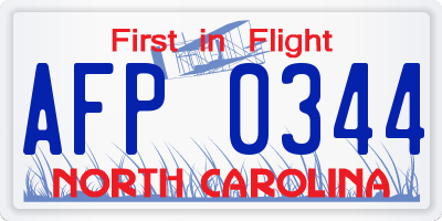 NC license plate AFP0344