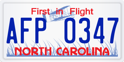 NC license plate AFP0347