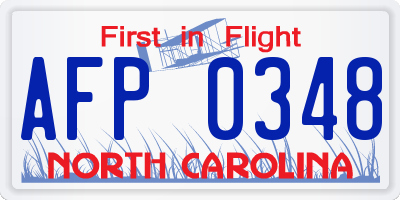 NC license plate AFP0348