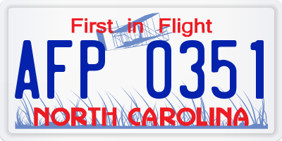 NC license plate AFP0351