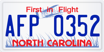 NC license plate AFP0352
