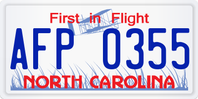 NC license plate AFP0355