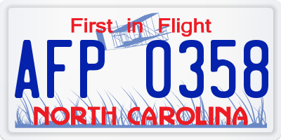 NC license plate AFP0358