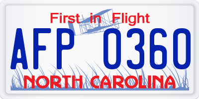 NC license plate AFP0360