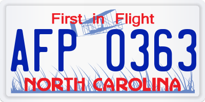 NC license plate AFP0363