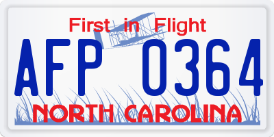 NC license plate AFP0364