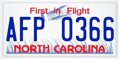 NC license plate AFP0366