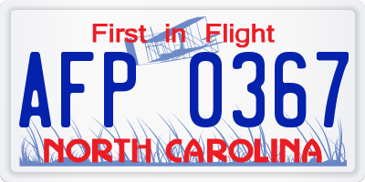 NC license plate AFP0367