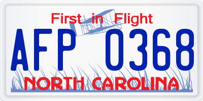 NC license plate AFP0368