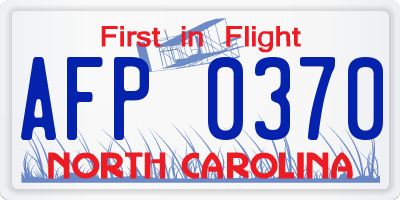 NC license plate AFP0370