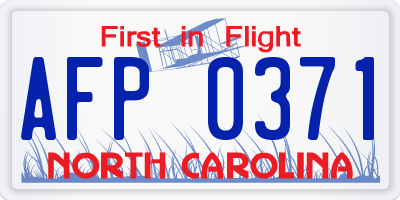 NC license plate AFP0371