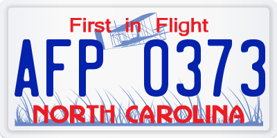 NC license plate AFP0373