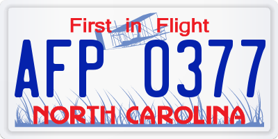 NC license plate AFP0377