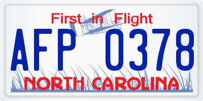 NC license plate AFP0378