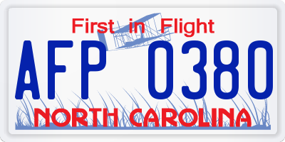 NC license plate AFP0380