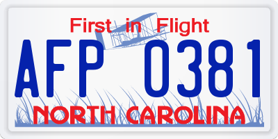 NC license plate AFP0381