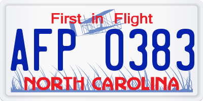 NC license plate AFP0383