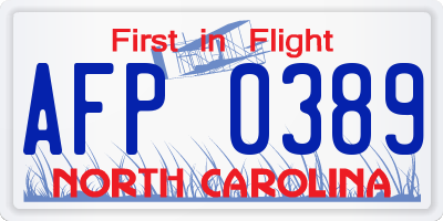 NC license plate AFP0389