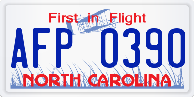 NC license plate AFP0390