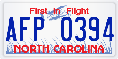 NC license plate AFP0394