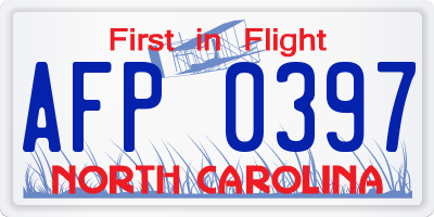 NC license plate AFP0397