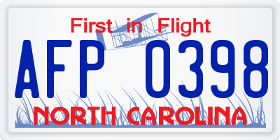 NC license plate AFP0398