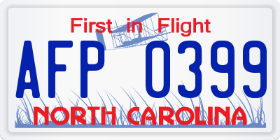 NC license plate AFP0399
