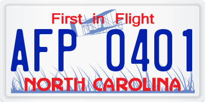 NC license plate AFP0401
