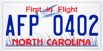 NC license plate AFP0402