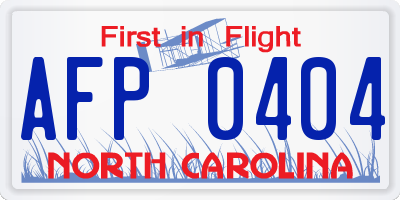 NC license plate AFP0404