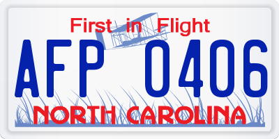 NC license plate AFP0406