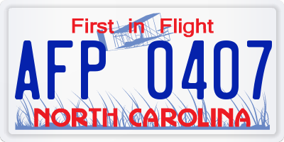 NC license plate AFP0407